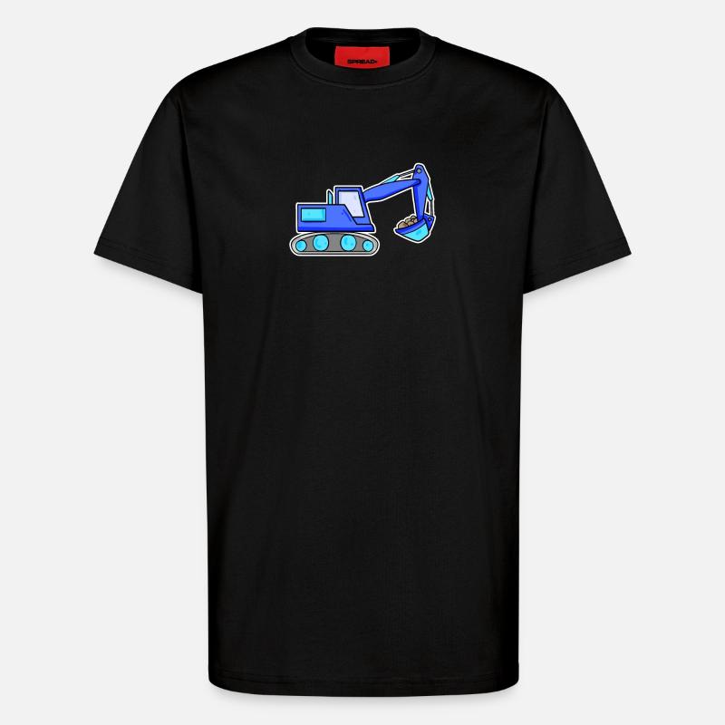Bagger Baustelle Baggerfahrer Blau - T-Shirt - made by SPREAD - SOLID BLACK