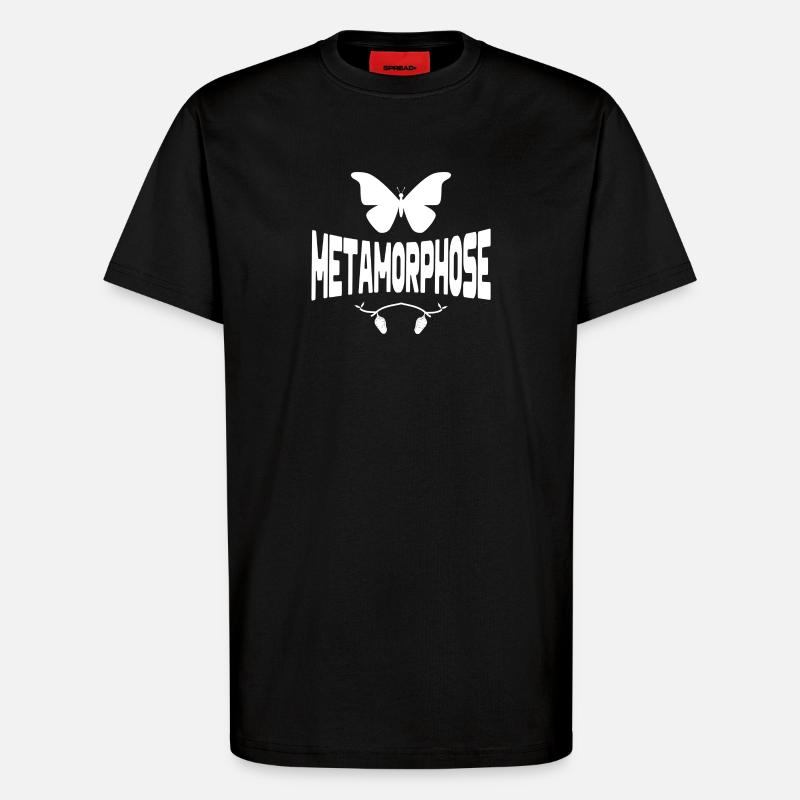 papillon, chrysalide, métamorphose, chenille - T-shirt bio décontracté fabriqué en UE - SOLID BLACK