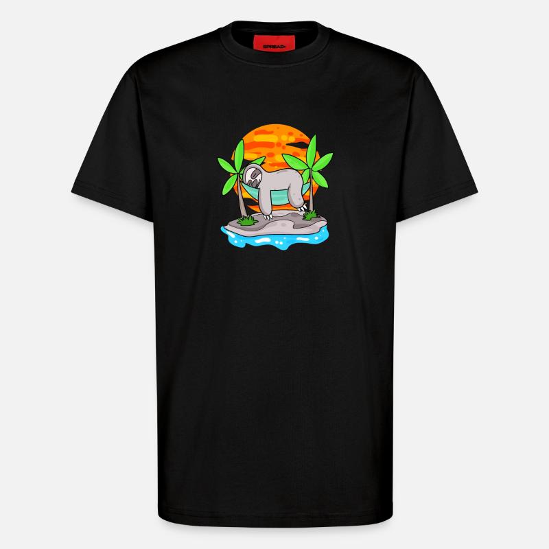 Faultier am Strand - T-Shirt - made by SPREAD - SOLID BLACK
