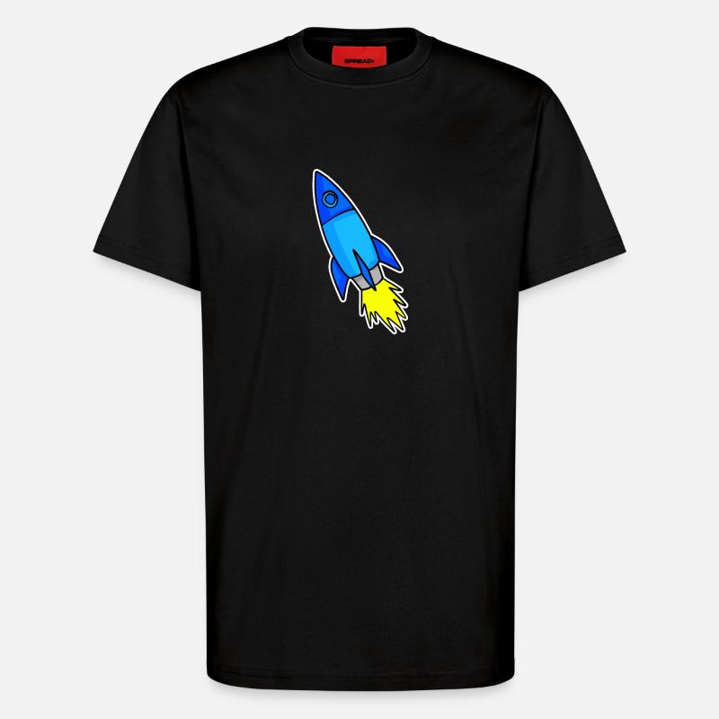 Fusée bleue - T-shirt bio décontracté fabriqué en UE - SOLID BLACK