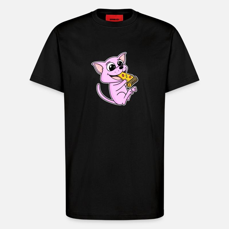 Sphynx Katze Pizza - T-Shirt - made by SPREAD - SOLID BLACK