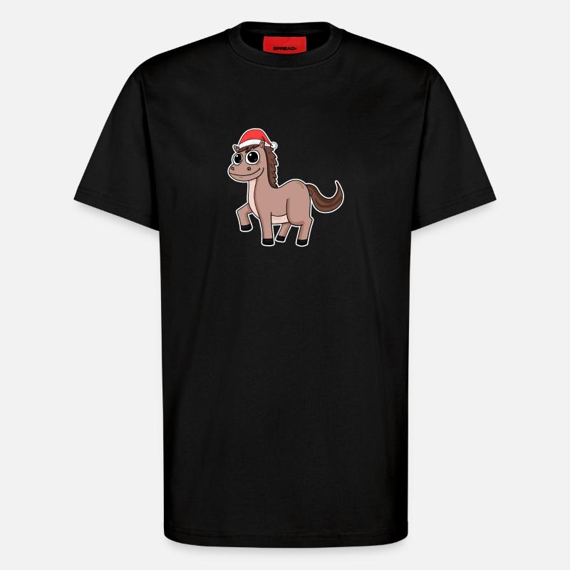 Cheval de Noël - T-shirt bio décontracté fabriqué en UE - SOLID BLACK