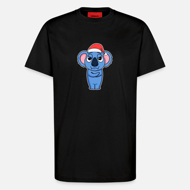 Noël Koala - T-shirt bio décontracté fabriqué en UE - SOLID BLACK