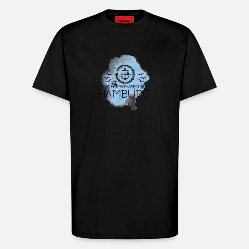 Hamburg Heimathafen- Ankermotiv - T-Shirt - made by SPREAD - SOLID BLACK