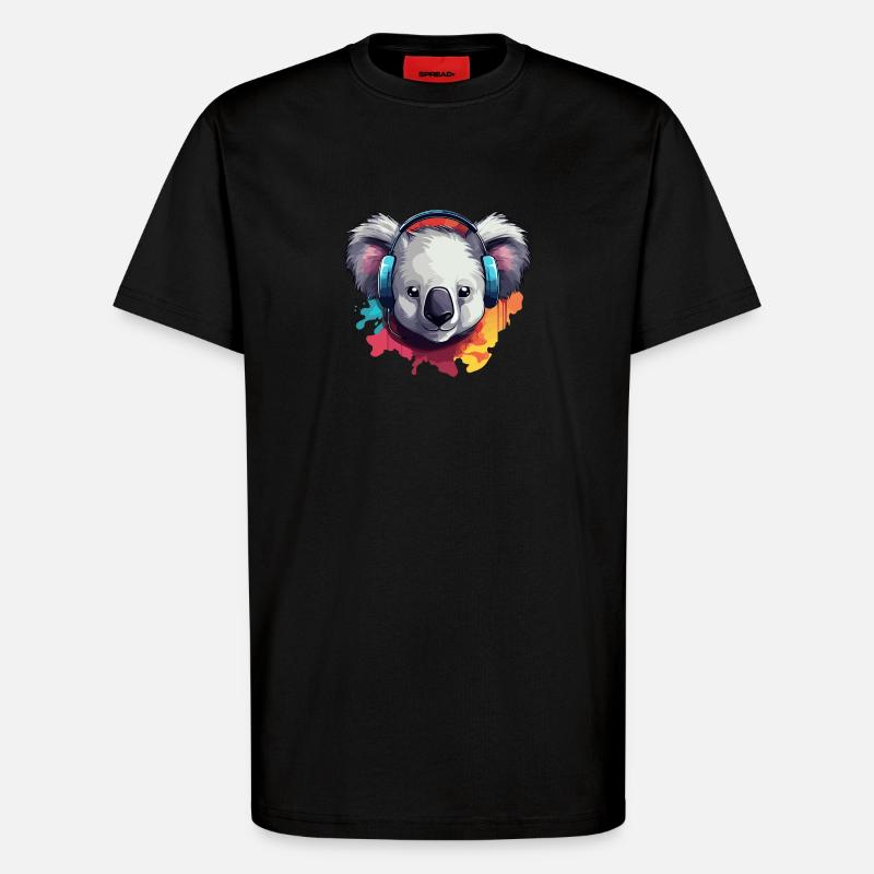 Koala mit Kopfhörer Koalabären - T-Shirt - made by SPREAD - SOLID BLACK