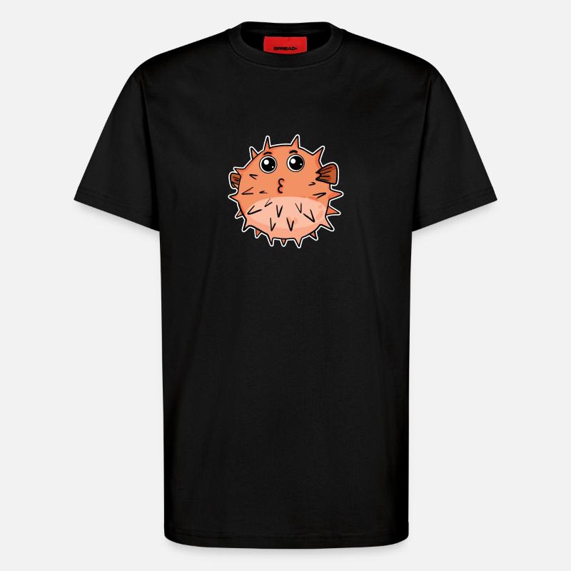 Pufferfish fish - T-Shirt - made by SPREAD - SOLID BLACK