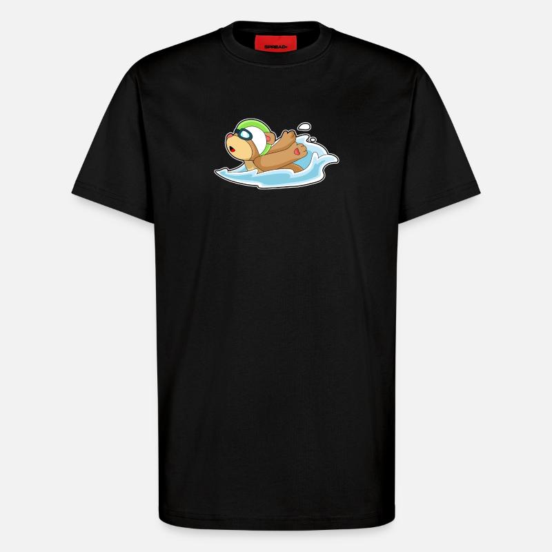 Lunettes de natation Bear - T-shirt bio décontracté fabriqué en UE - SOLID BLACK