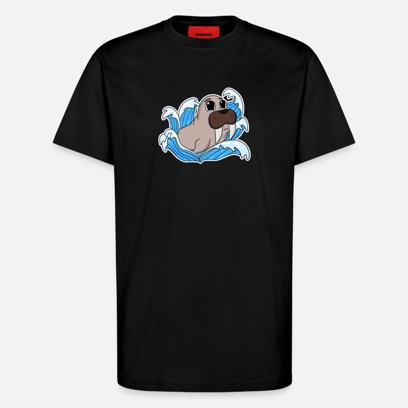 Walross Robbe - T-Shirt - made by SPREAD - SOLID BLACK