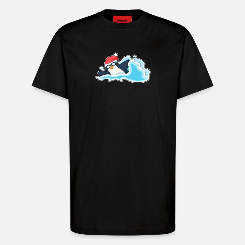 Pingouin Noël baignade - T-shirt bio décontracté fabriqué en UE - SOLID BLACK