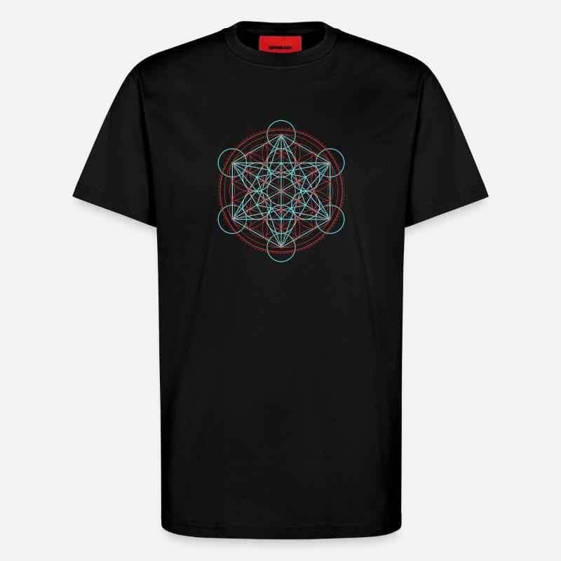 Lebendige Blume des Lebens Geometrie - T-Shirt - made by SPREAD - SOLID BLACK