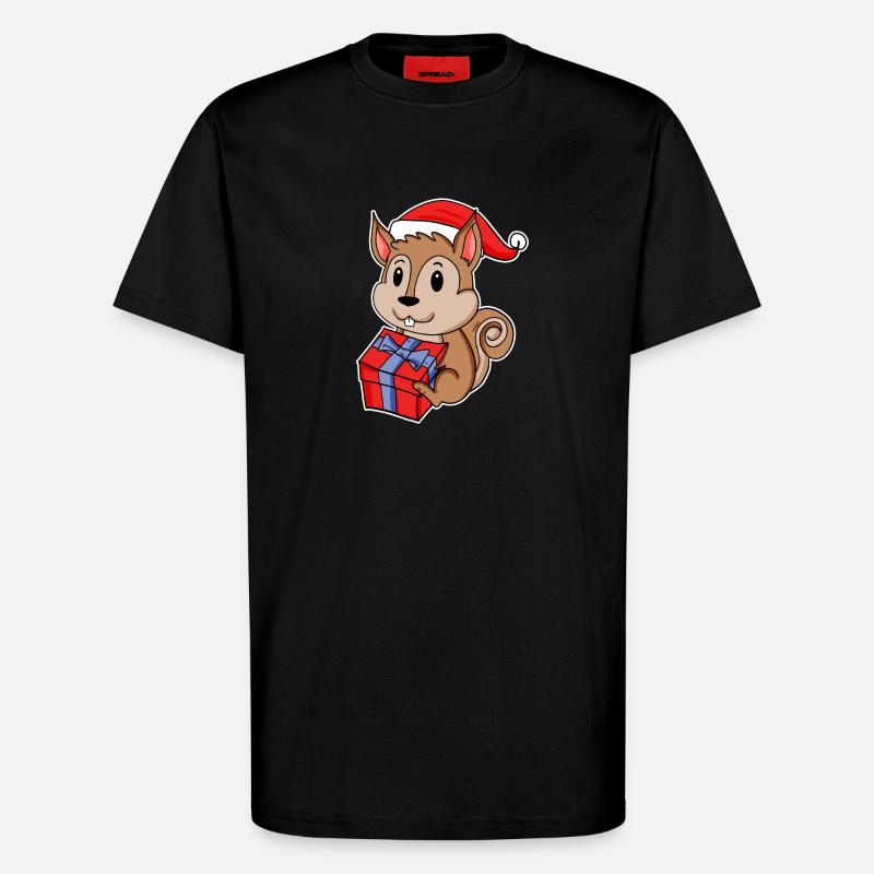 Eichhörnchen mit Weihnachtsmütze - T-Shirt - made by SPREAD - SOLID BLACK