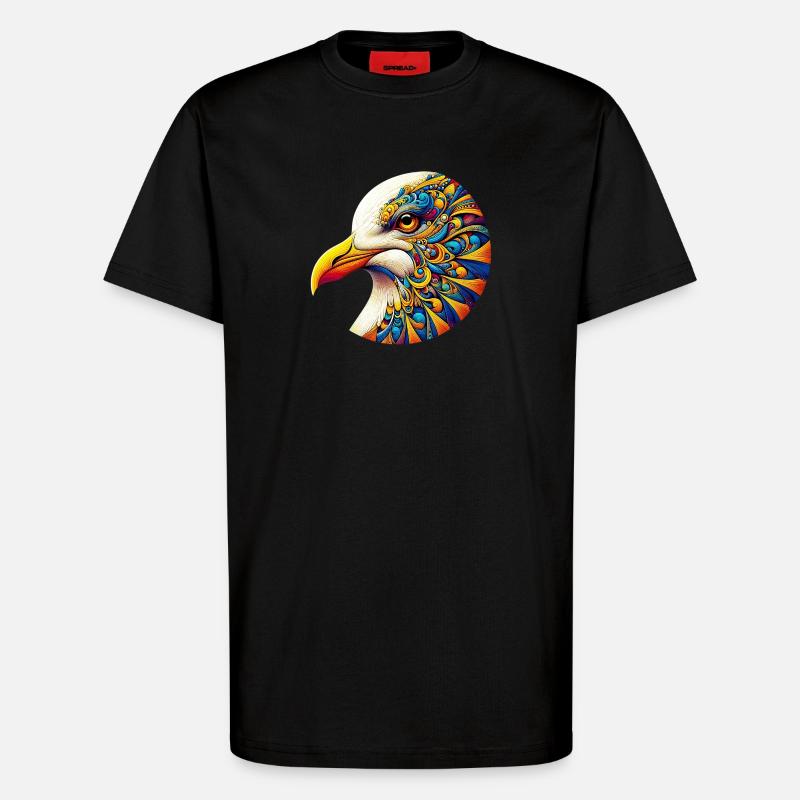 Möwe mit Mandalas verziert - T-Shirt - made by SPREAD - SOLID BLACK