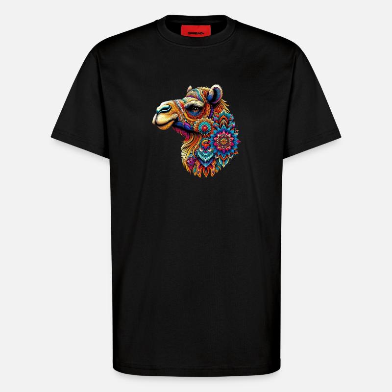 Kamel mit Mandalas verziert - T-Shirt - made by SPREAD - SOLID BLACK