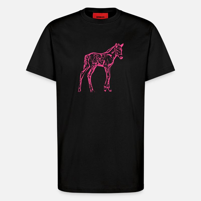 Pferd rosa pink - T-Shirt - made by SPREAD - SOLID BLACK