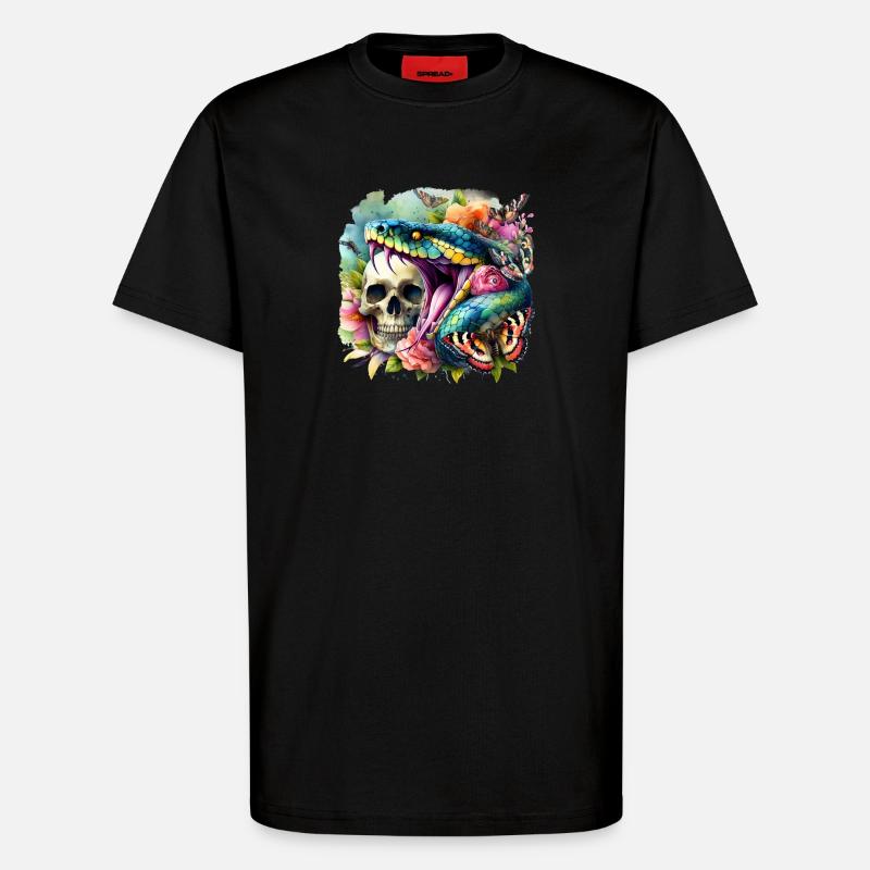 Schlangen-Schädel - T-Shirt - made by SPREAD - SOLID BLACK