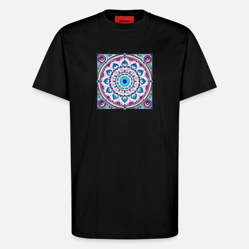 Orbitale Mandala Blau-Rosa - T-Shirt - made by SPREAD - SOLID BLACK