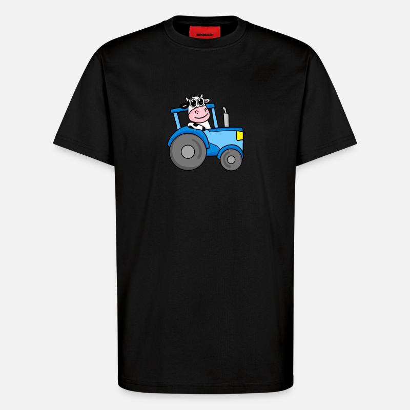 Kuh Traktor Bauernhof - T-Shirt - made by SPREAD - SOLID BLACK