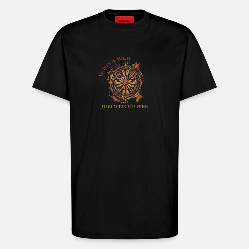 Darts & Bier, darum bin ich hier - T-Shirt - made by SPREAD - SOLID BLACK