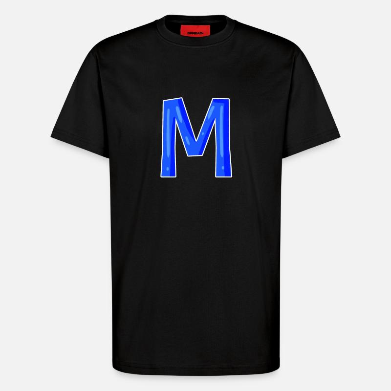 Lettre M - Lettre initiale M - T-shirt bio décontracté fabriqué en UE - SOLID BLACK
