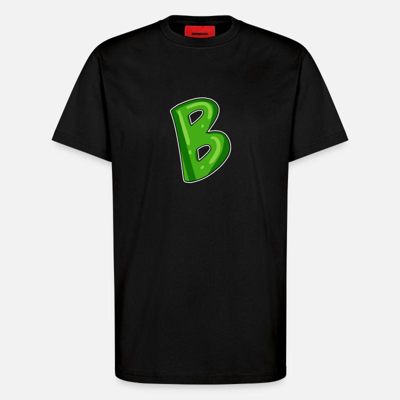 Buchstabe B - Anfangsbuchstabe B - T-Shirt - made by SPREAD - SOLID BLACK