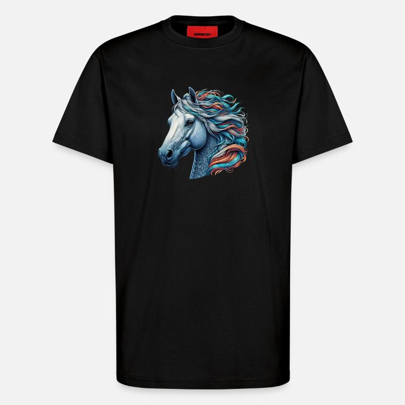 Cheval - T-shirt bio décontracté fabriqué en UE - SOLID BLACK