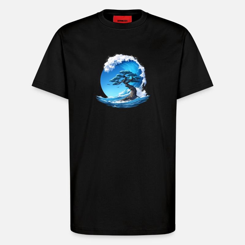 A tree under a wave - T-Shirt - made by SPREAD - SOLID BLACK
