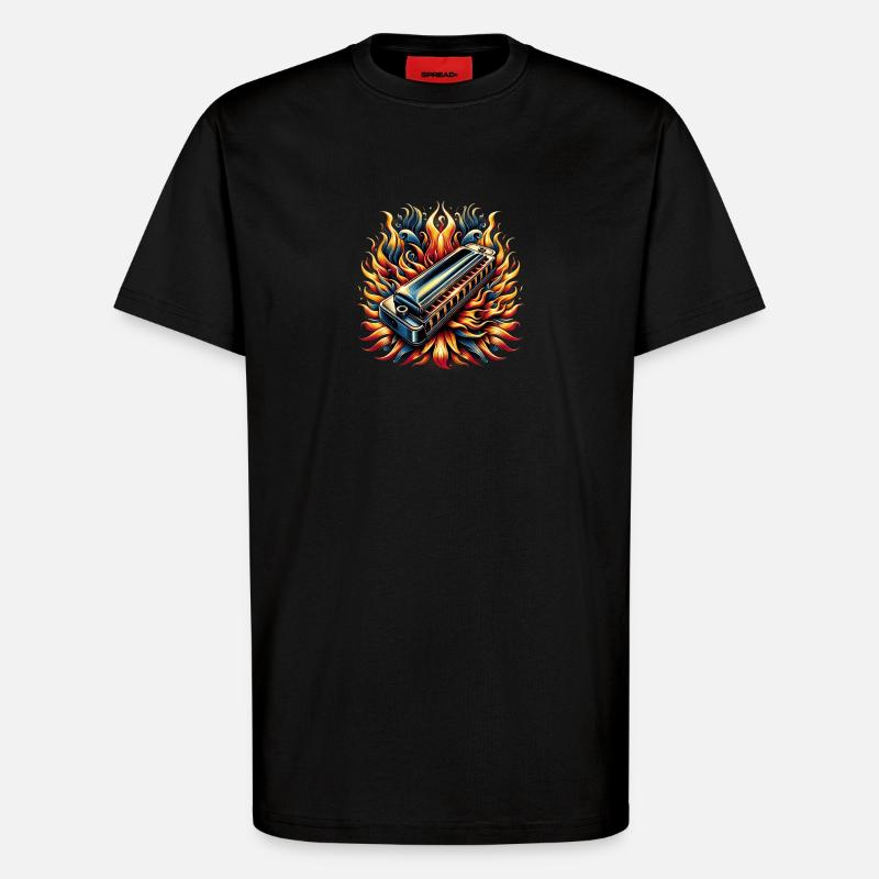 Harmonica abstract design - T-Shirt - made by SPREAD - SOLID BLACK