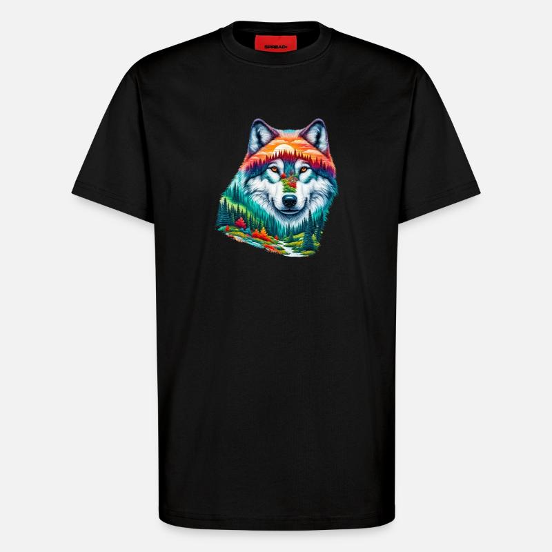 Wolf - T-Shirt - made by SPREAD - SOLID BLACK