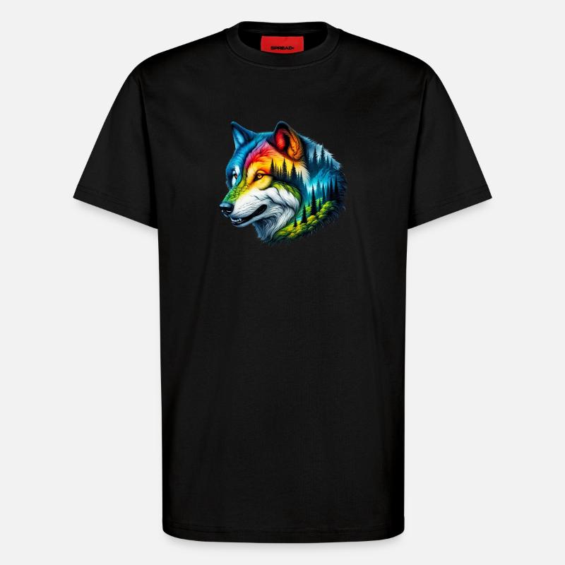 Wolf - T-Shirt - made by SPREAD - SOLID BLACK
