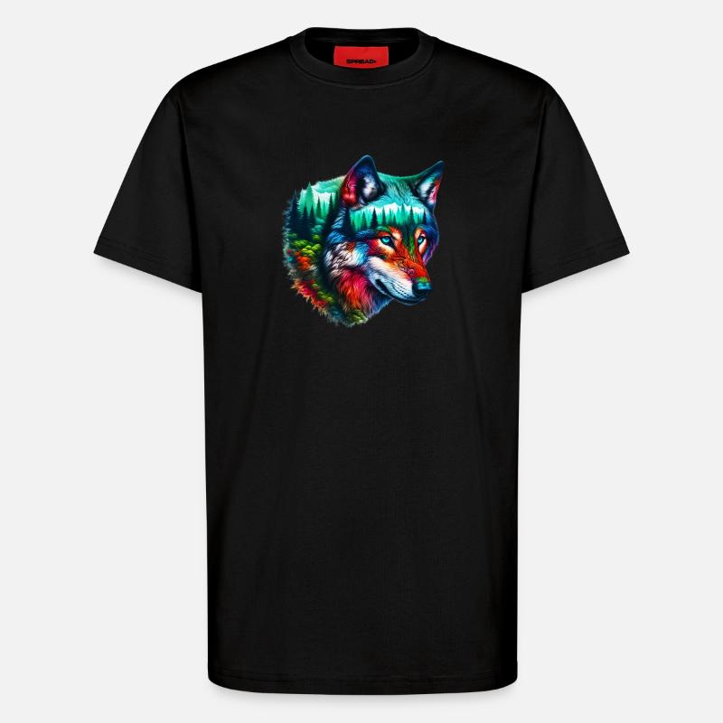 Wolf - T-Shirt - made by SPREAD - SOLID BLACK