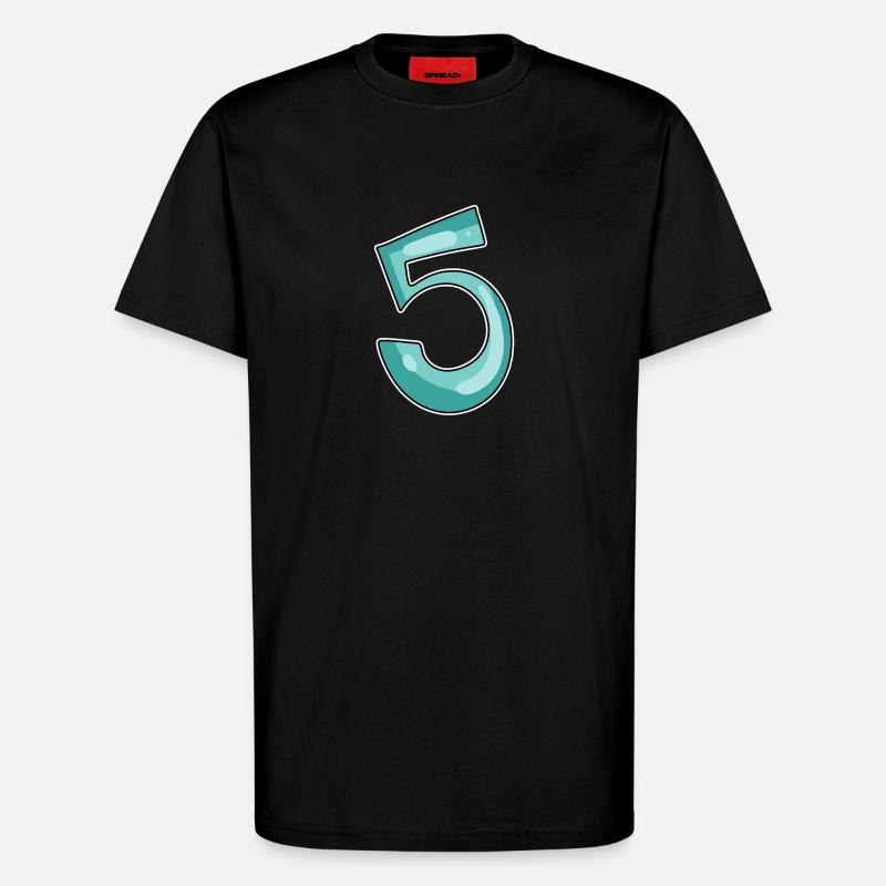 5 nummer - T-Shirt - made by SPREAD - SOLID BLACK