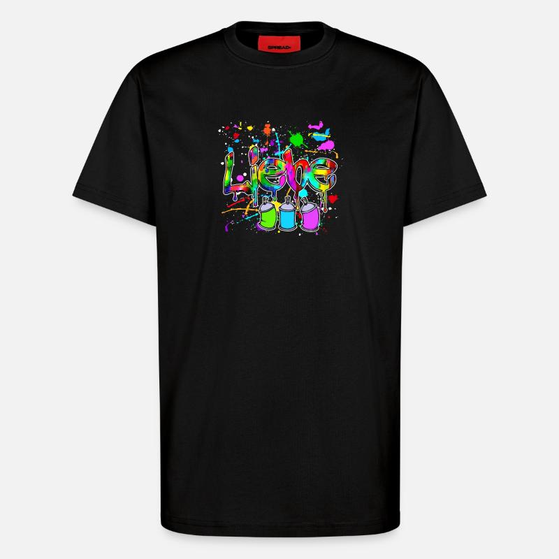 Spraydose Strassenkunst Wildstyle Graffite Sprayer - T-Shirt - made by SPREAD - SOLID BLACK