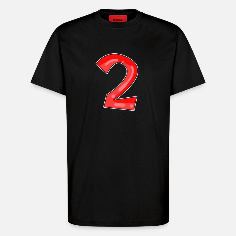 Zwei - 2 - Nummer Zahl - T-Shirt - made by SPREAD - SOLID BLACK