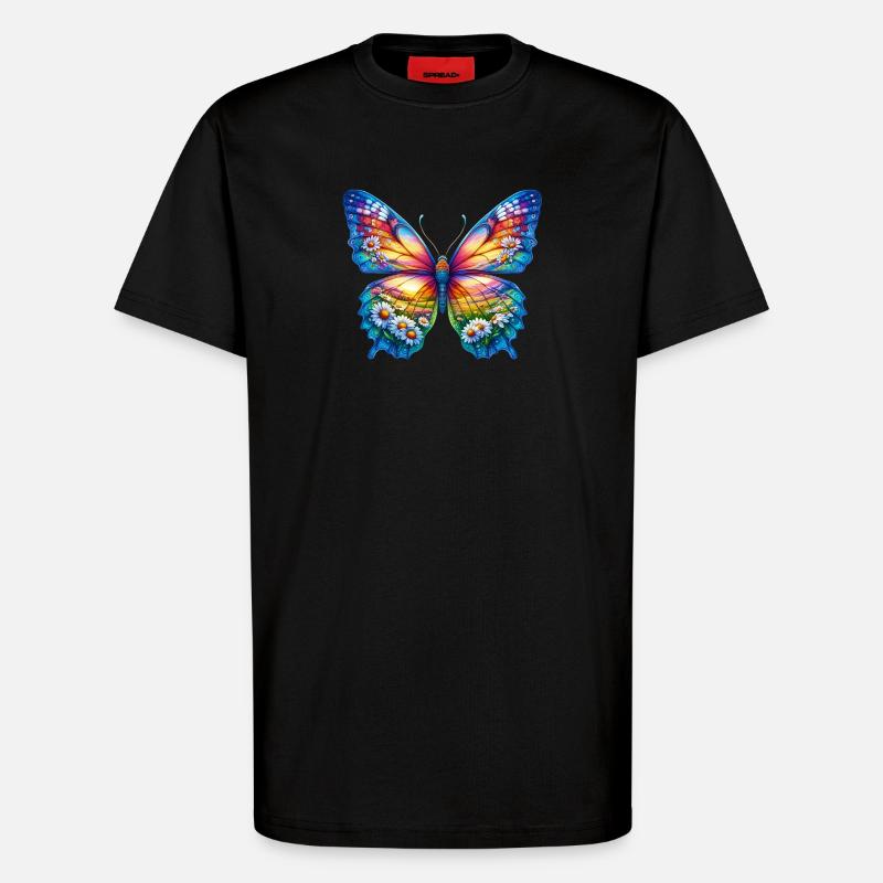 Schmetterlingsblumen Gänseblümchen Gänseblümchen - T-Shirt - made by SPREAD - SOLID BLACK