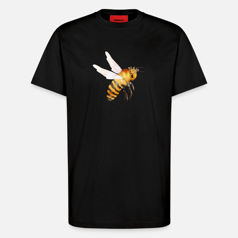 Flying queen bee hand drawn - T-Shirt - made by SPREAD - SOLID BLACK