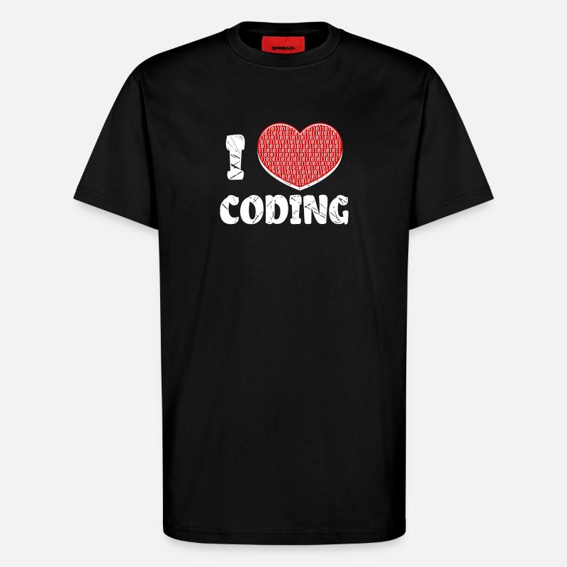 Developer Herz Coden Statement Programmierer - T-Shirt - made by SPREAD - SOLID BLACK
