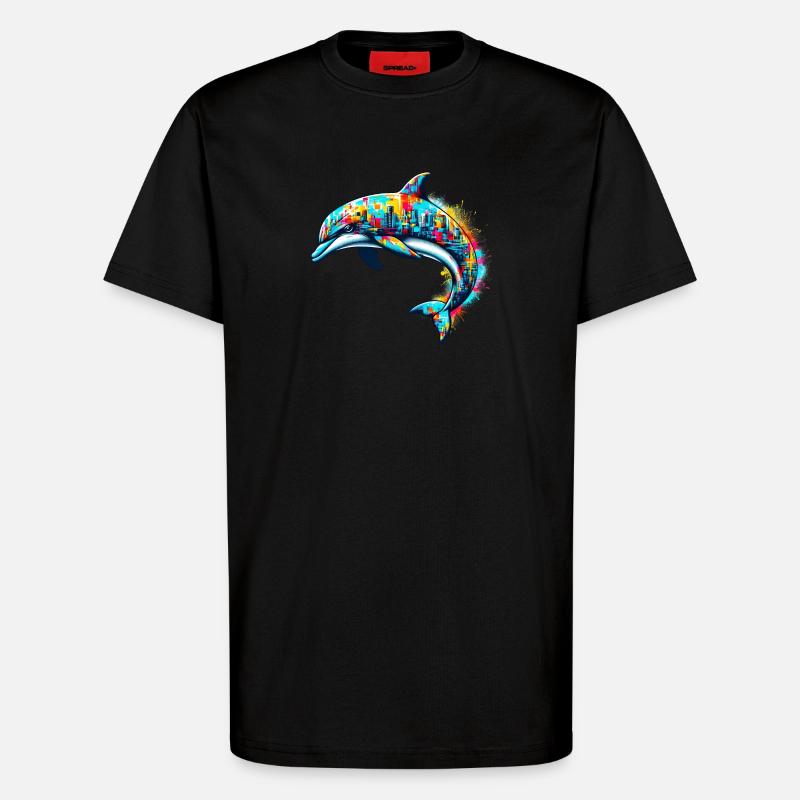Delfin - T-Shirt - made by SPREAD - SOLID BLACK
