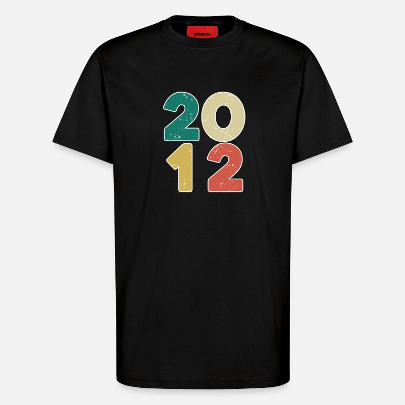 2012 - Année 2012 - Année 2012 - T-shirt bio décontracté fabriqué en UE - SOLID BLACK