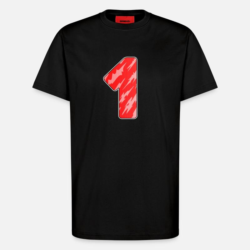 Number 1 Red Pattern - First - T-Shirt - made by SPREAD - SOLID BLACK
