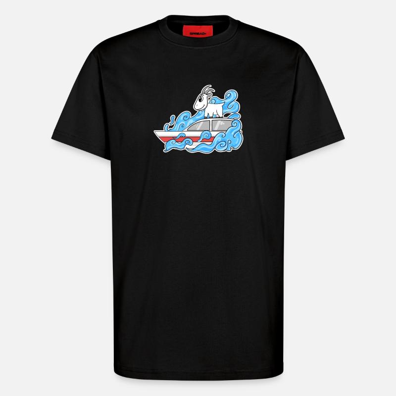 Ziege Boot Lustig Wellen - T-Shirt - made by SPREAD - SOLID BLACK
