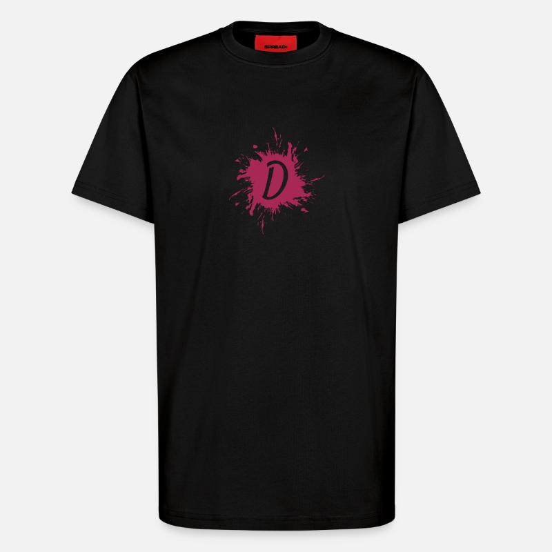 Letter D - initial letter D - T-Shirt - made by SPREAD - SOLID BLACK