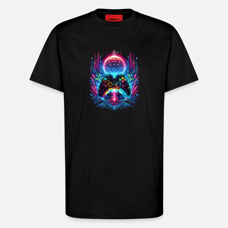 Synthwave Cyberpunk Gaming Controller - T-Shirt - made by SPREAD - SOLID BLACK