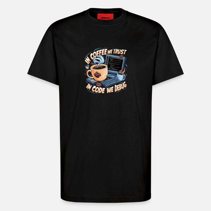 KaffeeCode Debug: In Code Wir Debuggen - T-Shirt - made by SPREAD - SOLID BLACK
