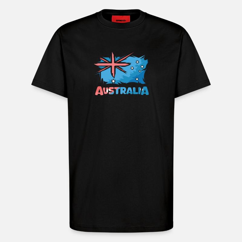 Australia Flag Comic Illustration Icon Logo - T-Shirt - made by SPREAD - SOLID BLACK