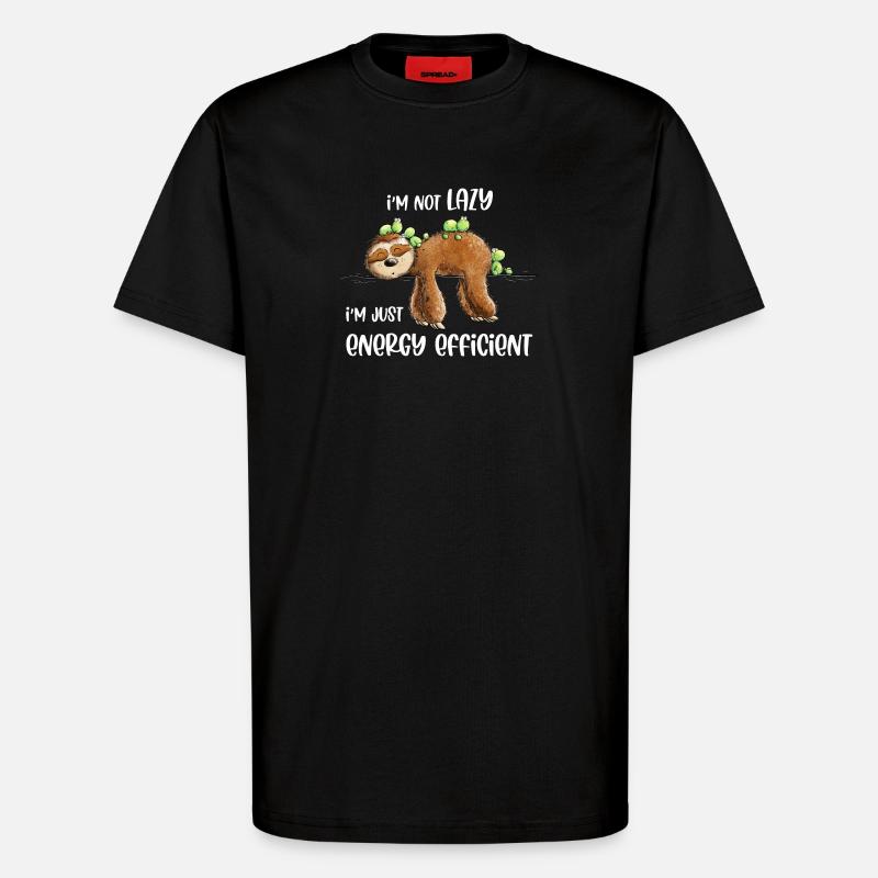 Faultier Spruch Lazy Energy Efficient - T-Shirt - made by SPREAD - SOLID BLACK
