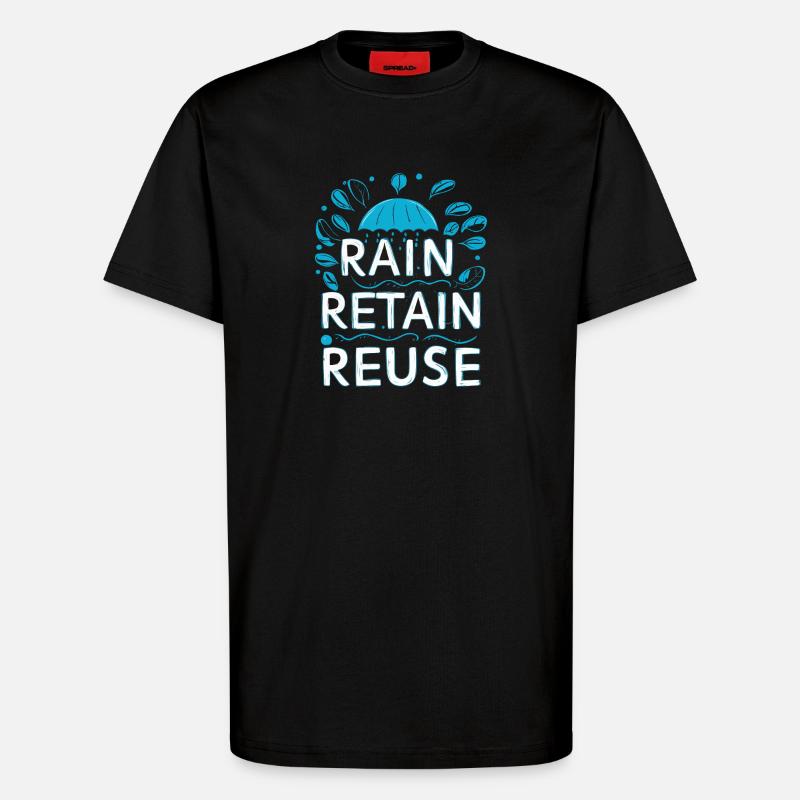 Rain Keep Réutilisation - T-shirt bio décontracté fabriqué en UE - SOLID BLACK