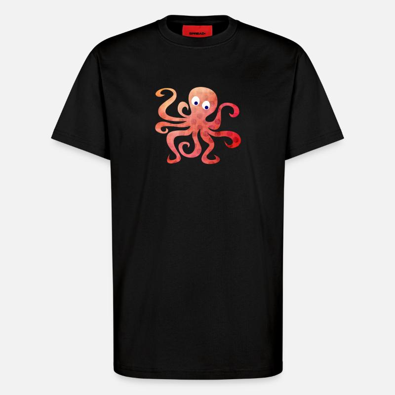 Octopus Dots Squid Tentacle Comic - T-Shirt - made by SPREAD - SOLID BLACK