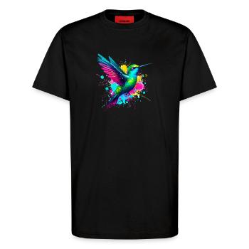 Colibri - T-shirt bio décontracté fabriqué en UE - SOLID BLACK - Devant - Alina (178cm) & Michal (187cm)