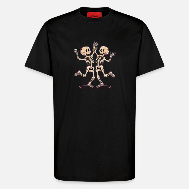 Cheerful Dance Skeleton Figures - T-Shirt - made by SPREAD - SOLID BLACK