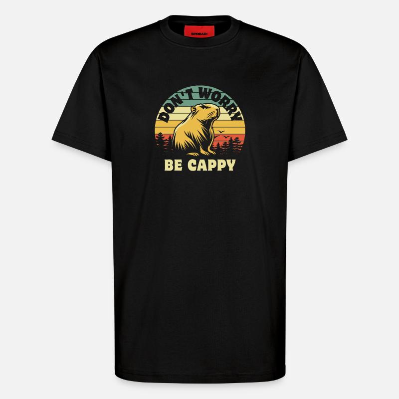 Don't worry be Cappy - Capybara - T-Shirt - made by SPREAD - SOLID BLACK